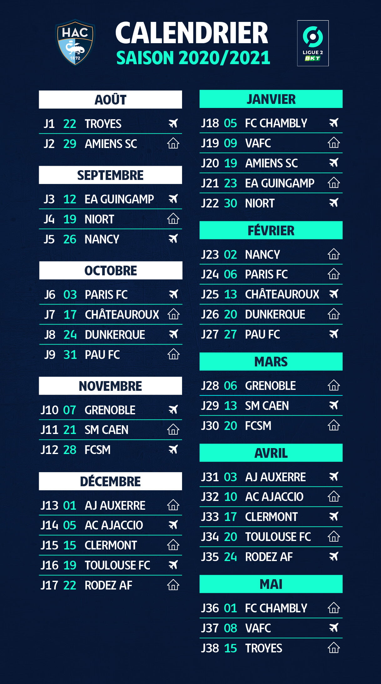 Calendrier Le Havre
