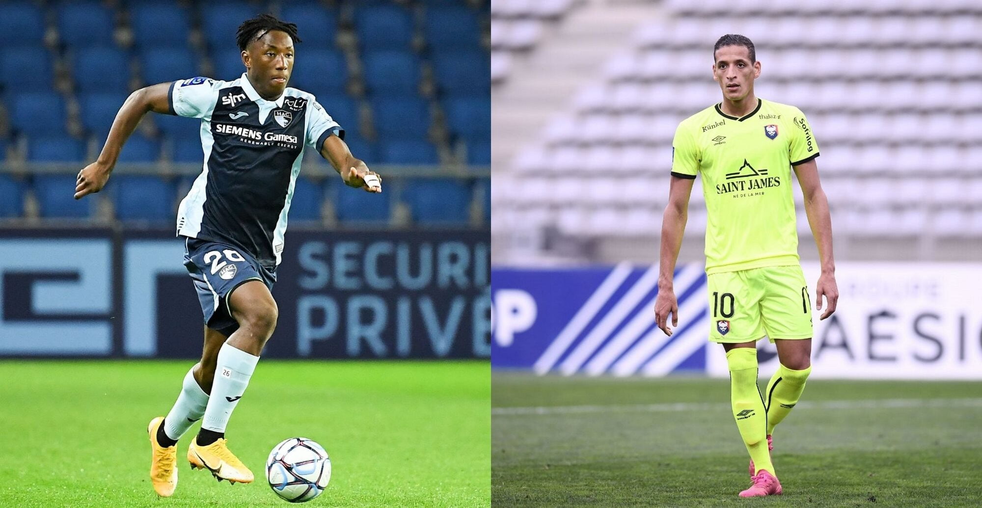 Woyo Coulibaly (Havre AC) et Yacine Bammou (SM Caen)