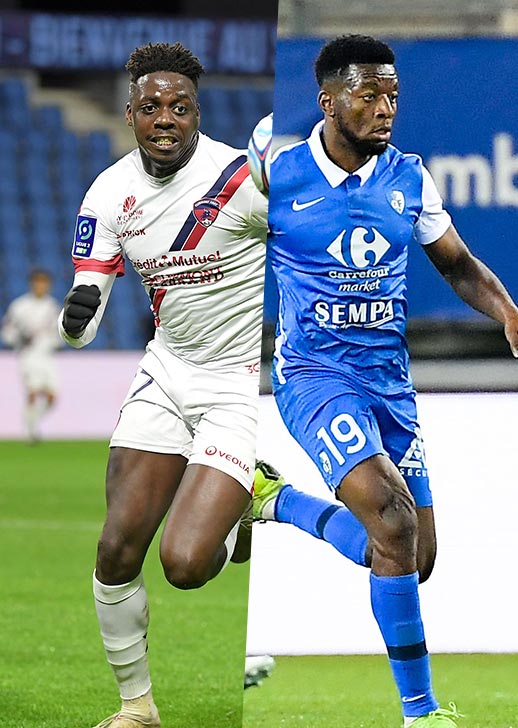Mohamed Bayo, l'attaquant du Clermont Foot, et Mamadou Diallo, le milieu du Grenoble Foot 38.