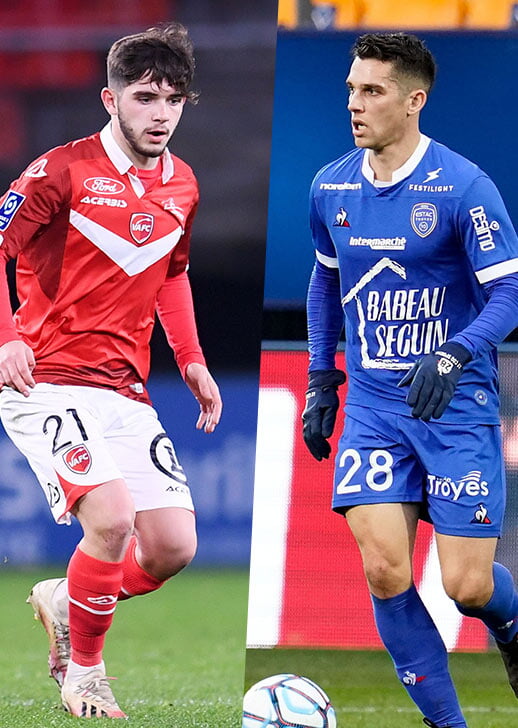 Noah Diliberto (Valenciennes FC) et Maxime Barthelmé (ESTAC)