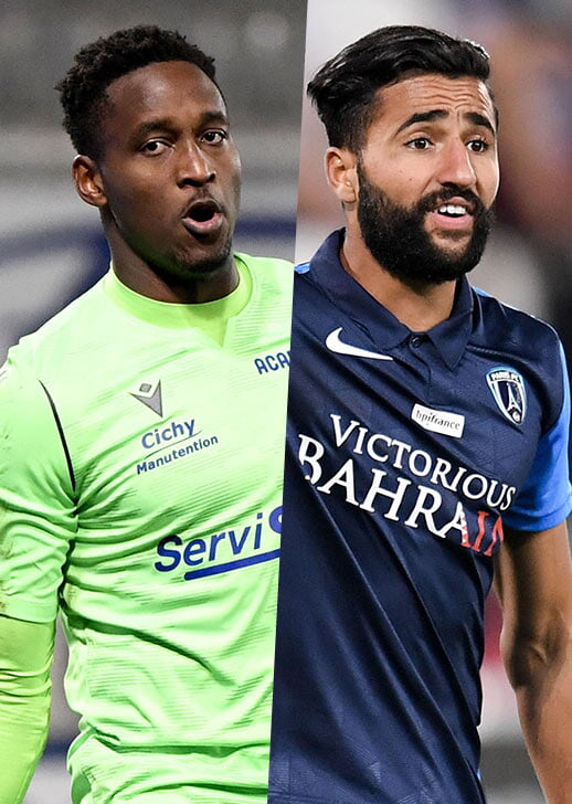 Donavan Léon (AJ Auxerre) et Ali Abdi (Paris FC)