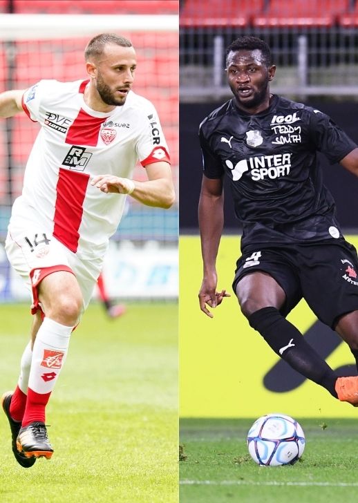 Jordan Marié (Dijon FCO) et Nicholas Opoku (Amiens SC).